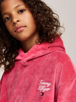 Bluzy Dresowe I Z Kapturem*Tommy Hilfiger Bluza Z Kapturem I Kaligrafowanym Logo HERITAGE PINK