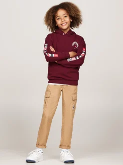 Bluzy Dresowe I Z Kapturem*Tommy Hilfiger Bluza Z Kapturem I Logo Na Rękawach DEEP ROUGE