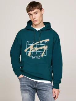 Bluzy Dresowe & Z Kapturem*Tommy Hilfiger Bluza Z Kapturem I Logo W Stylu Graffiti DEEP SEAWATER