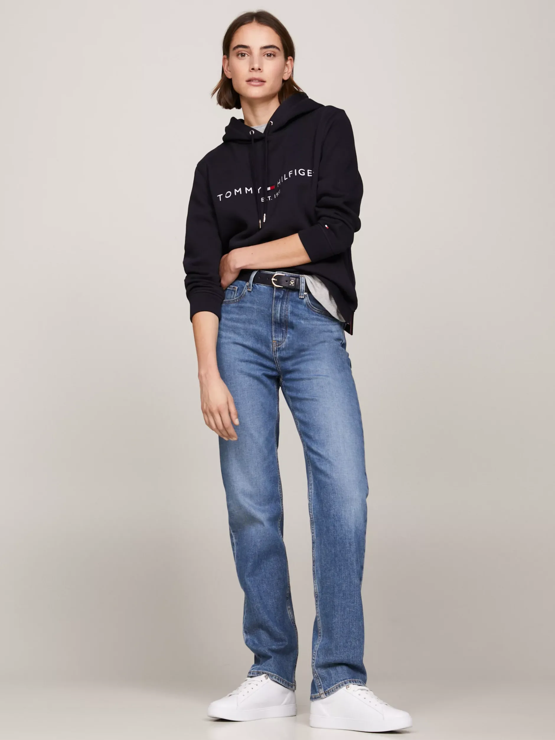Bluzy Dresowe & Z Kapturem*Tommy Hilfiger Bluza Z Kapturem I Logo Z Kolekcji Essential DESERT SKY