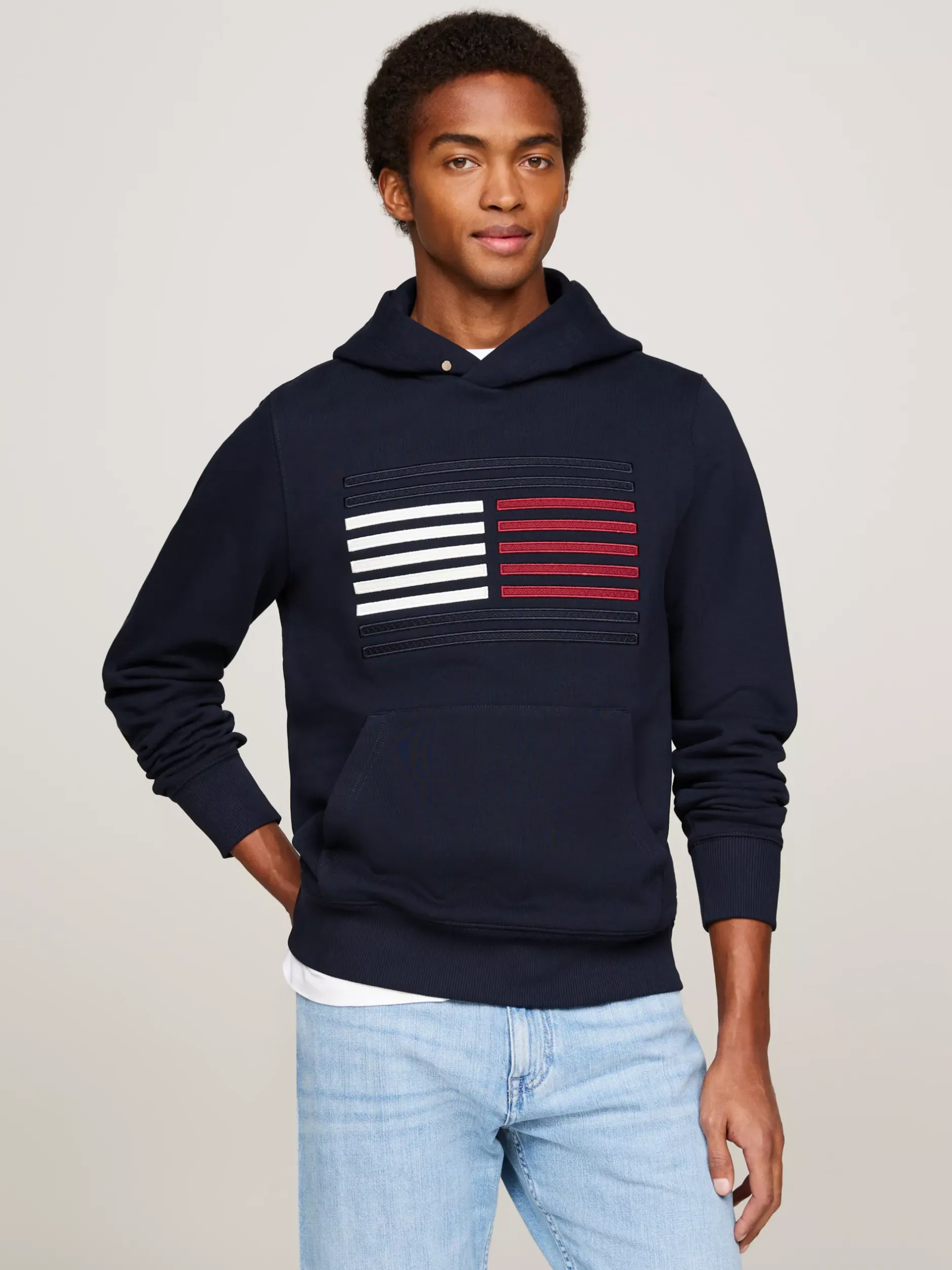 Bluzy Dresowe & Z Kapturem*Tommy Hilfiger Bluza Z Kapturem I Motywem Flagi Hilfiger DESERT SKY
