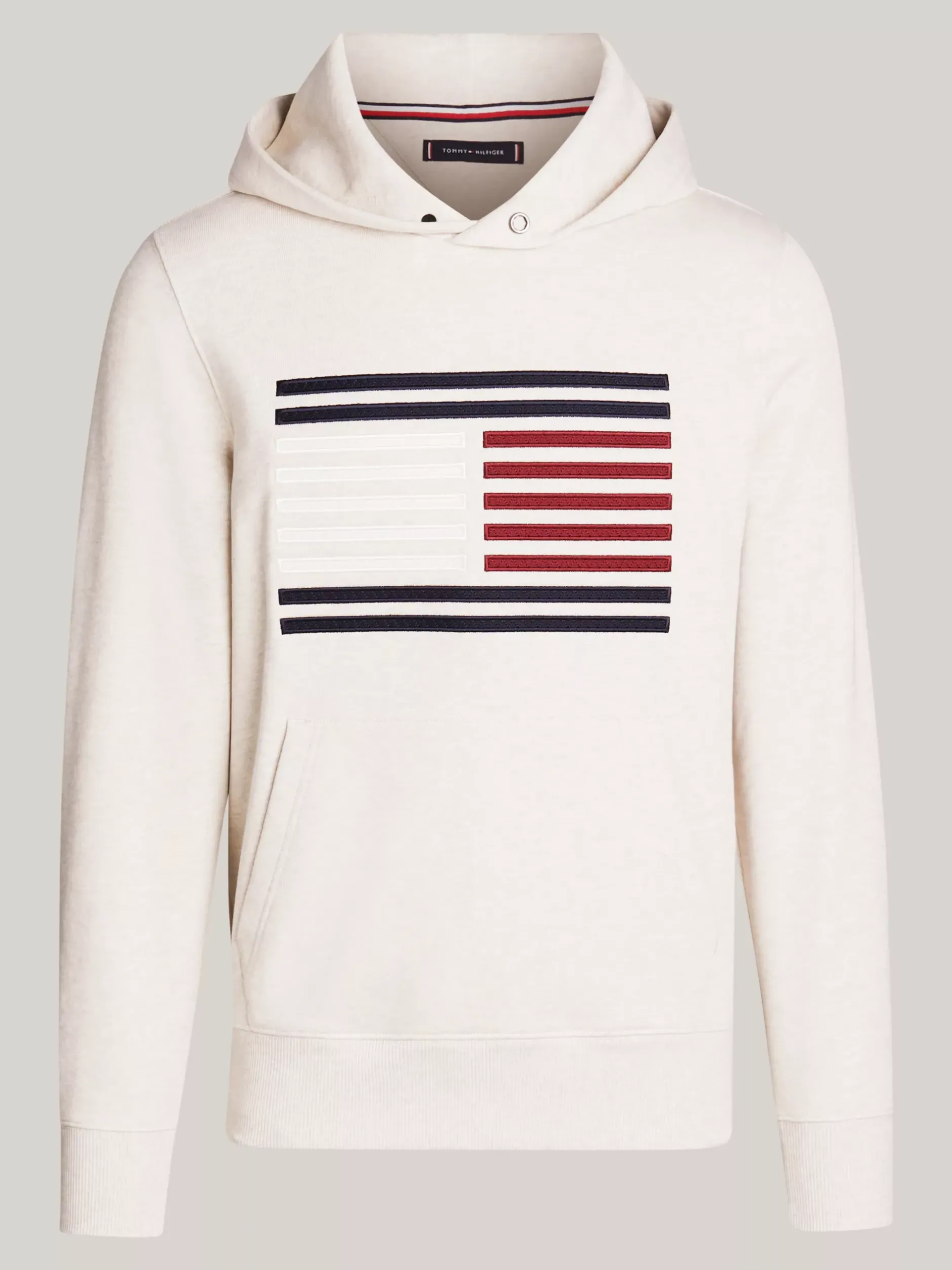 Bluzy Dresowe & Z Kapturem*Tommy Hilfiger Bluza Z Kapturem I Motywem Flagi Hilfiger HEATHERED OATMILK