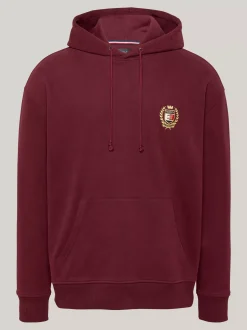 Bluzy Dresowe & Z Kapturem*Tommy Hilfiger Bluza Z Kapturem I Wyhaftowanym Emblematem DEEP ROUGE