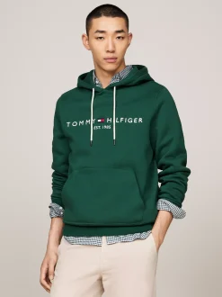 Bluzy Dresowe & Z Kapturem*Tommy Hilfiger Bluza Z Kapturem I Wyhaftowanym Logo ORNAMENTAL GREEN