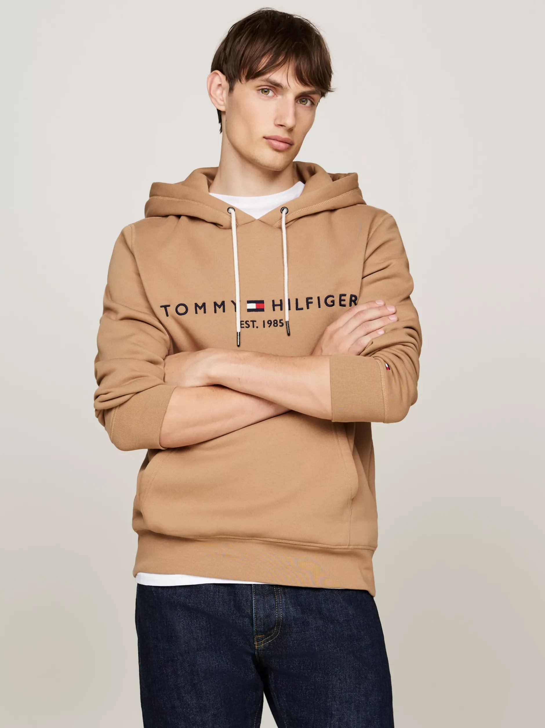 Bluzy Dresowe & Z Kapturem*Tommy Hilfiger Bluza Z Kapturem I Wyhaftowanym Logo SAFARI CANVAS