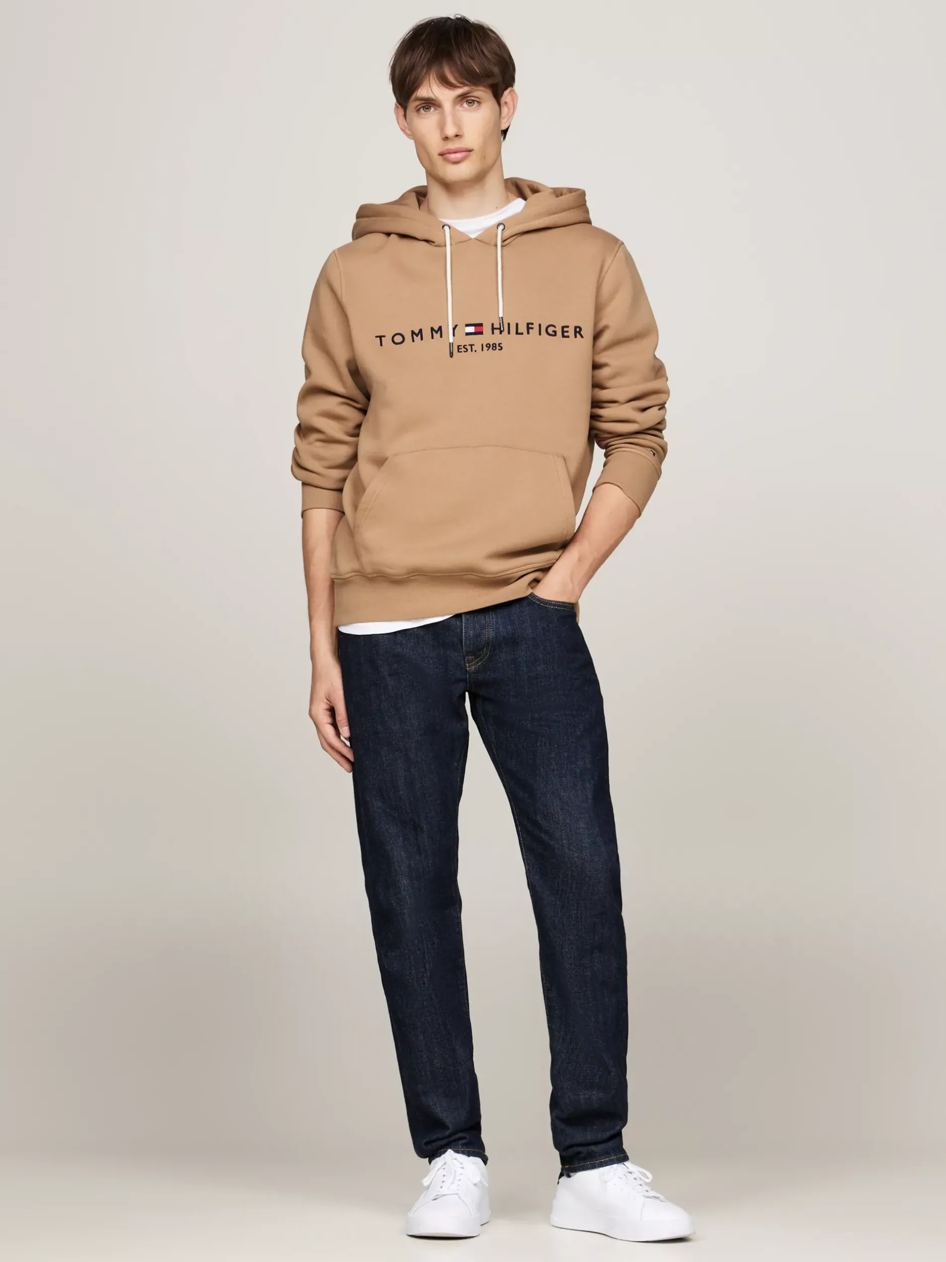 Bluzy Dresowe & Z Kapturem*Tommy Hilfiger Bluza Z Kapturem I Wyhaftowanym Logo SAFARI CANVAS