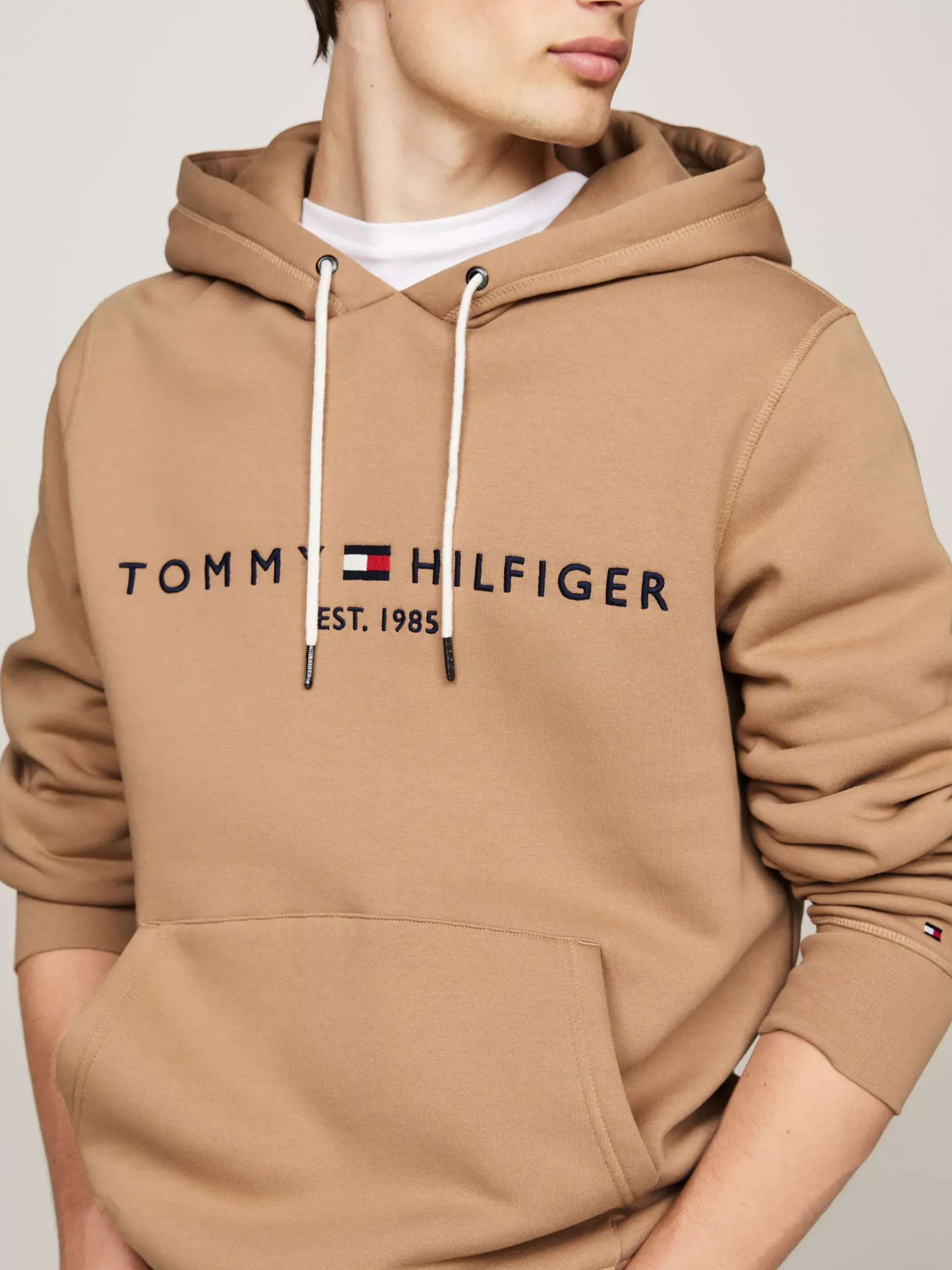 Bluzy Dresowe & Z Kapturem*Tommy Hilfiger Bluza Z Kapturem I Wyhaftowanym Logo SAFARI CANVAS
