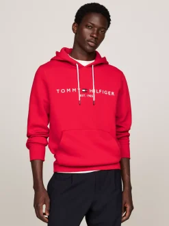 Bluzy Dresowe & Z Kapturem*Tommy Hilfiger Bluza Z Kapturem I Wyhaftowanym Logo PRIMARY RED