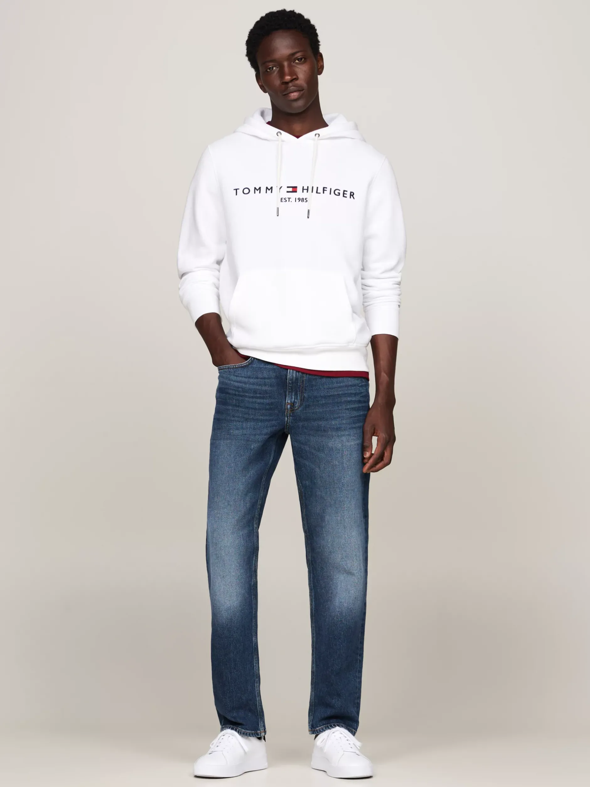 Dresy|Bluzy Dresowe & Z Kapturem*Tommy Hilfiger Bluza Z Kapturem I Wyhaftowanym Logo WHITE