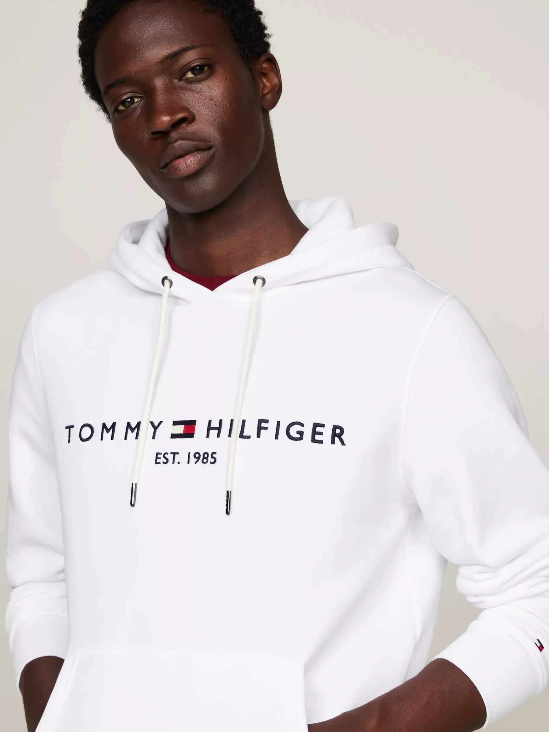 Dresy|Bluzy Dresowe & Z Kapturem*Tommy Hilfiger Bluza Z Kapturem I Wyhaftowanym Logo WHITE