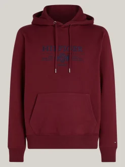 Bluzy Dresowe & Z Kapturem*Tommy Hilfiger Bluza Z Kapturem I Wyszywanym Emblematem DEEP ROUGE
