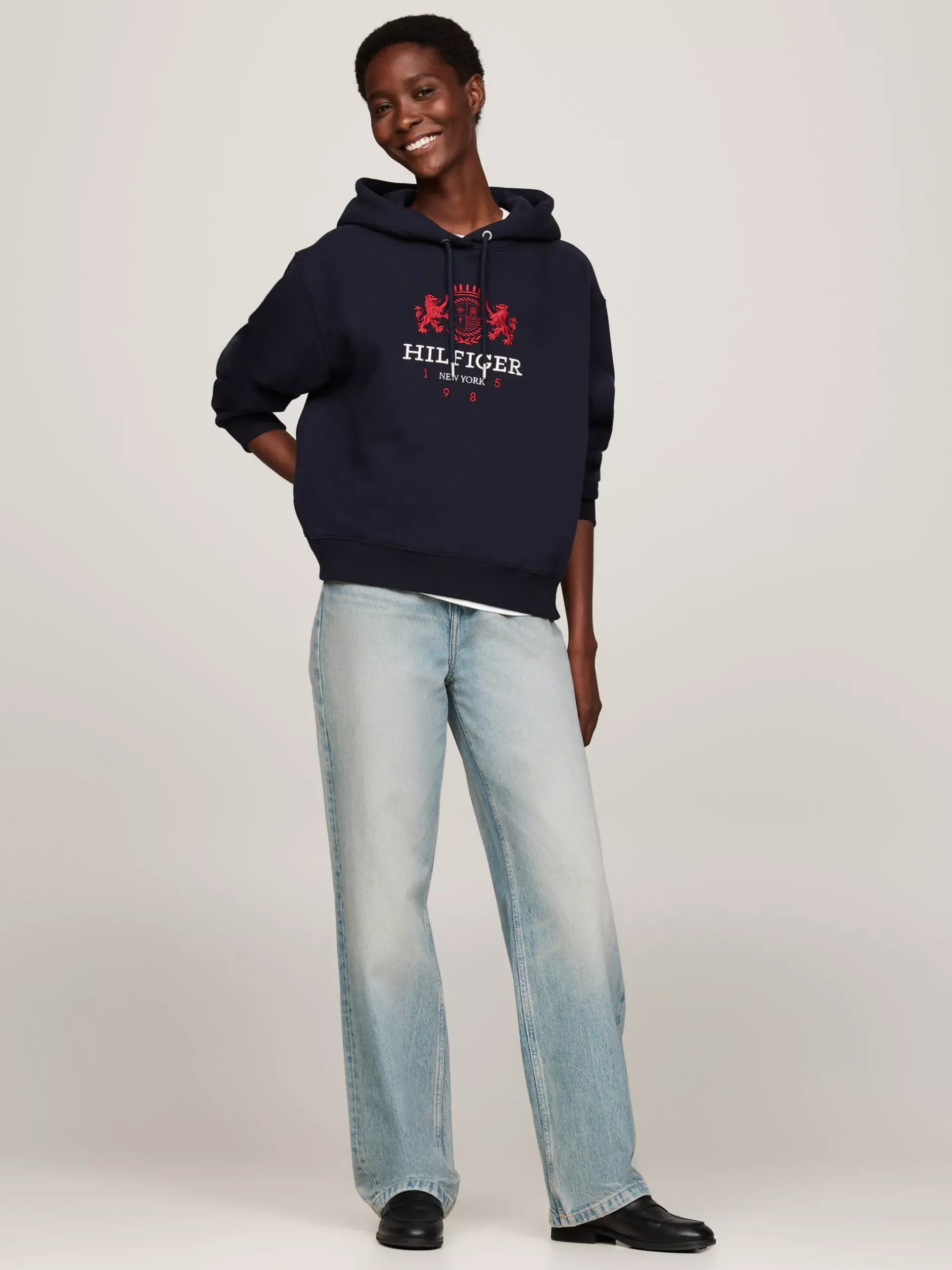 Bluzy Dresowe & Z Kapturem*Tommy Hilfiger Bluza Z Kapturem I Wyszywanym Logo DESERT SKY