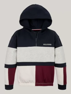 Bluzy Dresowe I Z Kapturem*Tommy Hilfiger Bluza Z Kapturem W Bloki Kolorów RED WHITE BLUE