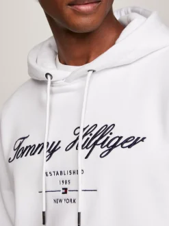 Bluzy Dresowe & Z Kapturem*Tommy Hilfiger Bluza Z Kapturem Z Kaligrafowanym Logo WHITE