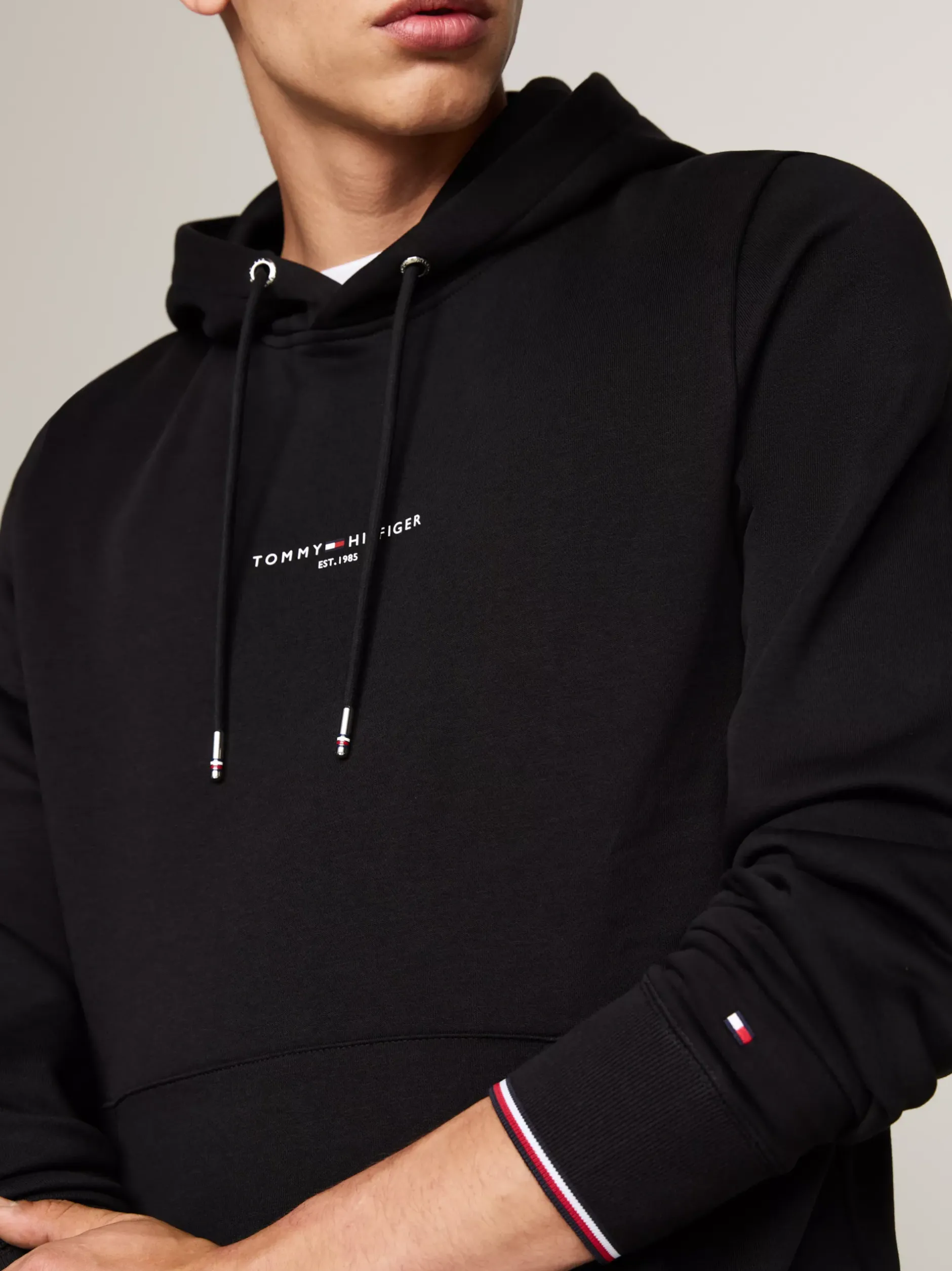 Bluzy Dresowe & Z Kapturem*Tommy Hilfiger Bluza Z Kapturem Z Mankietami Z Tasiemką BLACK