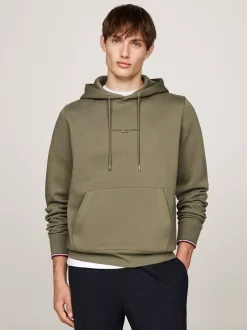 Bluzy Dresowe & Z Kapturem*Tommy Hilfiger Bluza Z Kapturem Z Mankietami Z Tasiemką BATTLE GREEN