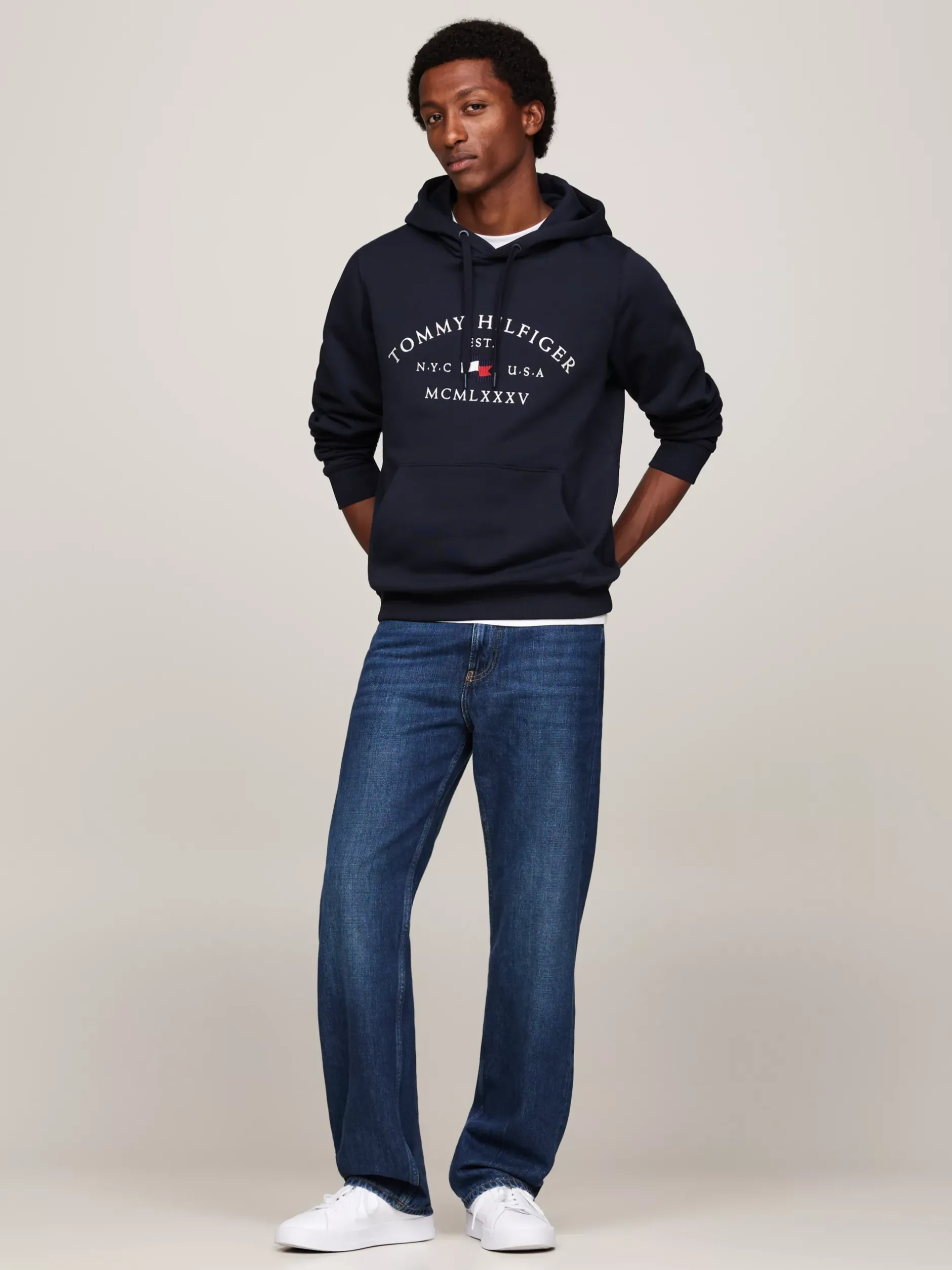 Bluzy Dresowe & Z Kapturem*Tommy Hilfiger Bluza Z Kapturem Z Troczkami I Z Logo DESERT SKY