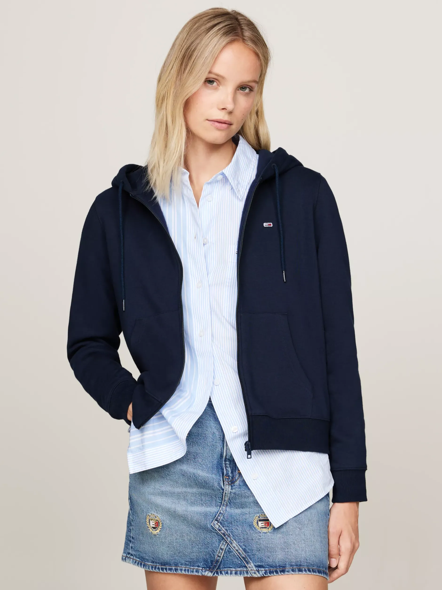 Bluzy Dresowe & Z Kapturem*Tommy Hilfiger Bluza Z Kapturem Z Zapięciem Na Zamek DARK NIGHT NAVY