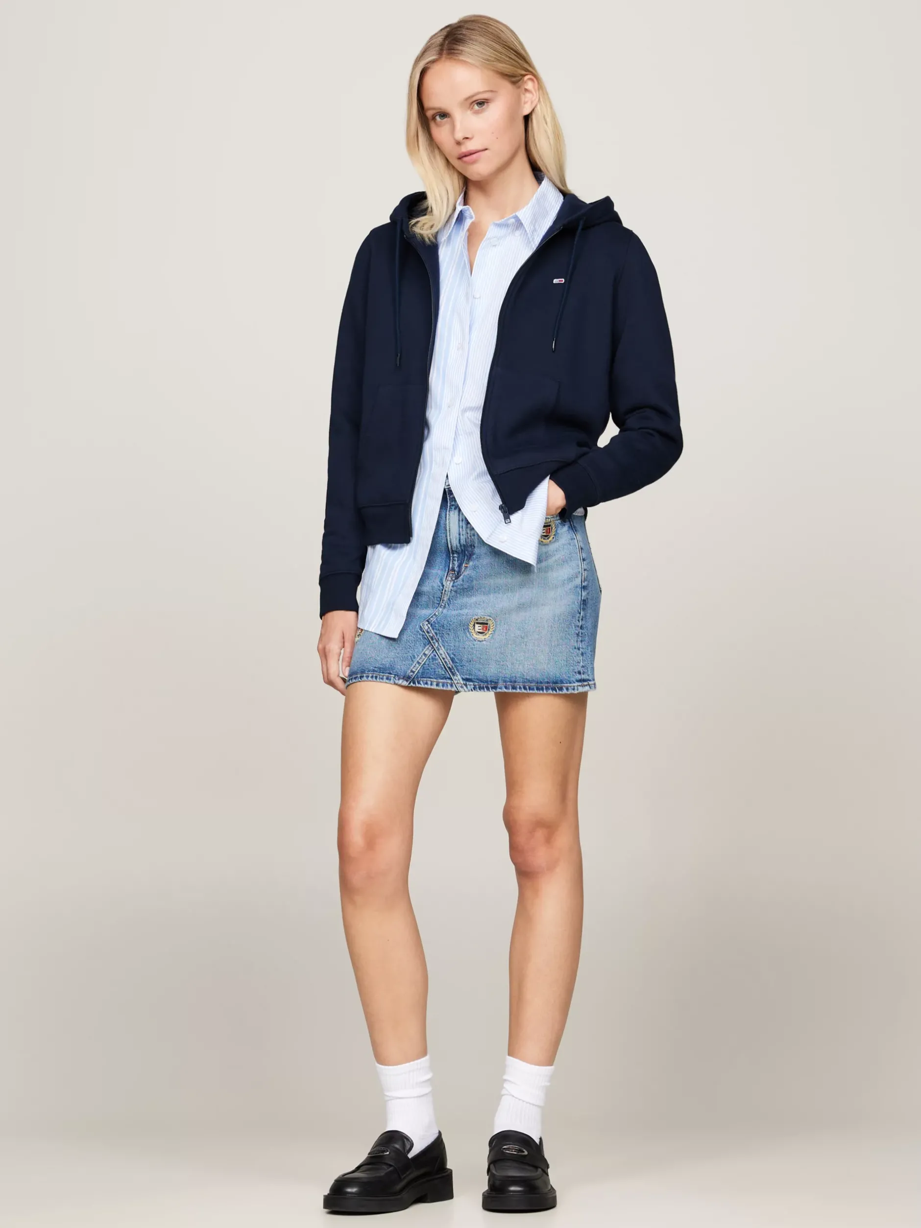 Bluzy Dresowe & Z Kapturem*Tommy Hilfiger Bluza Z Kapturem Z Zapięciem Na Zamek DARK NIGHT NAVY