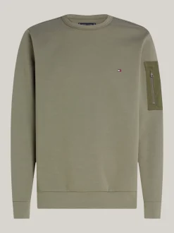 Bluzy Dresowe & Z Kapturem*Tommy Hilfiger Bluza Z Kieszenią Zapinaną Na Zamek BATTLE GREEN