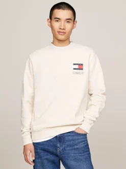 Bluzy Dresowe & Z Kapturem*Tommy Hilfiger Bluza Z Logo I Okrągłym Dekoltem NEWSPRINT