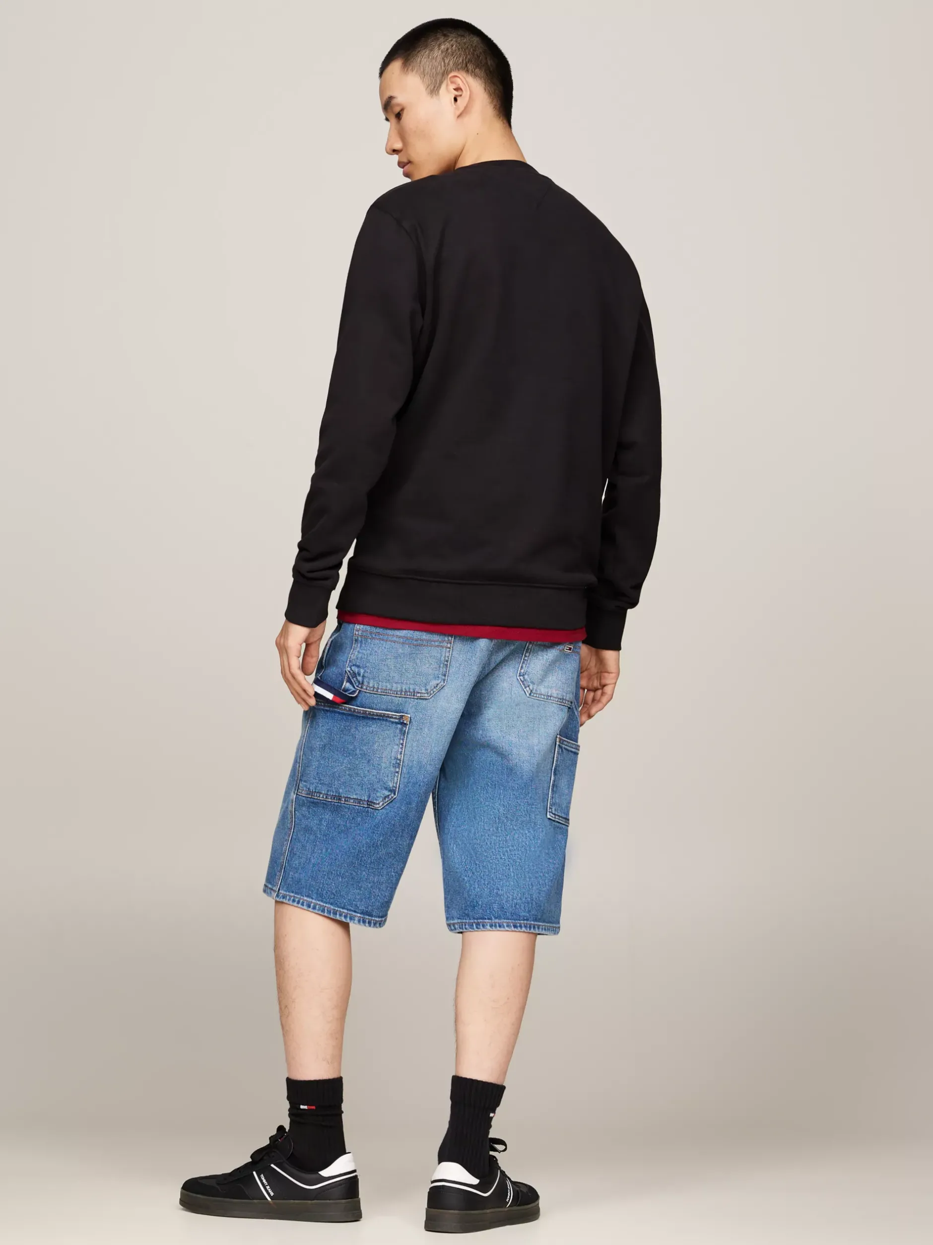 Bluzy Dresowe & Z Kapturem*Tommy Hilfiger Bluza Z Logo I Okrągłym Dekoltem BLACK