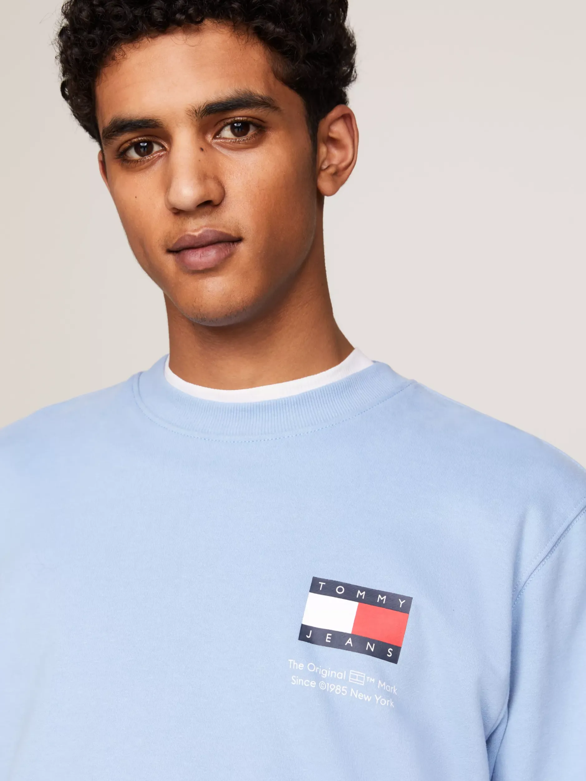 Bluzy Dresowe & Z Kapturem*Tommy Hilfiger Bluza Z Logo I Okrągłym Dekoltem WESTSIDE BLUE