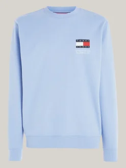 Bluzy Dresowe & Z Kapturem*Tommy Hilfiger Bluza Z Logo I Okrągłym Dekoltem WESTSIDE BLUE