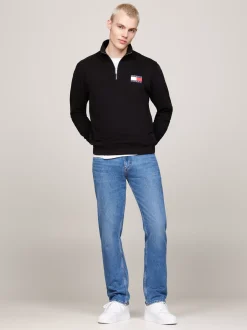 Bluzy Dresowe & Z Kapturem*Tommy Hilfiger Bluza Z Logo I Zapięciem Na Zamek BLACK