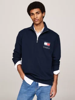 Bluzy Dresowe & Z Kapturem*Tommy Hilfiger Bluza Z Logo I Zapięciem Na Zamek DARK NIGHT NAVY