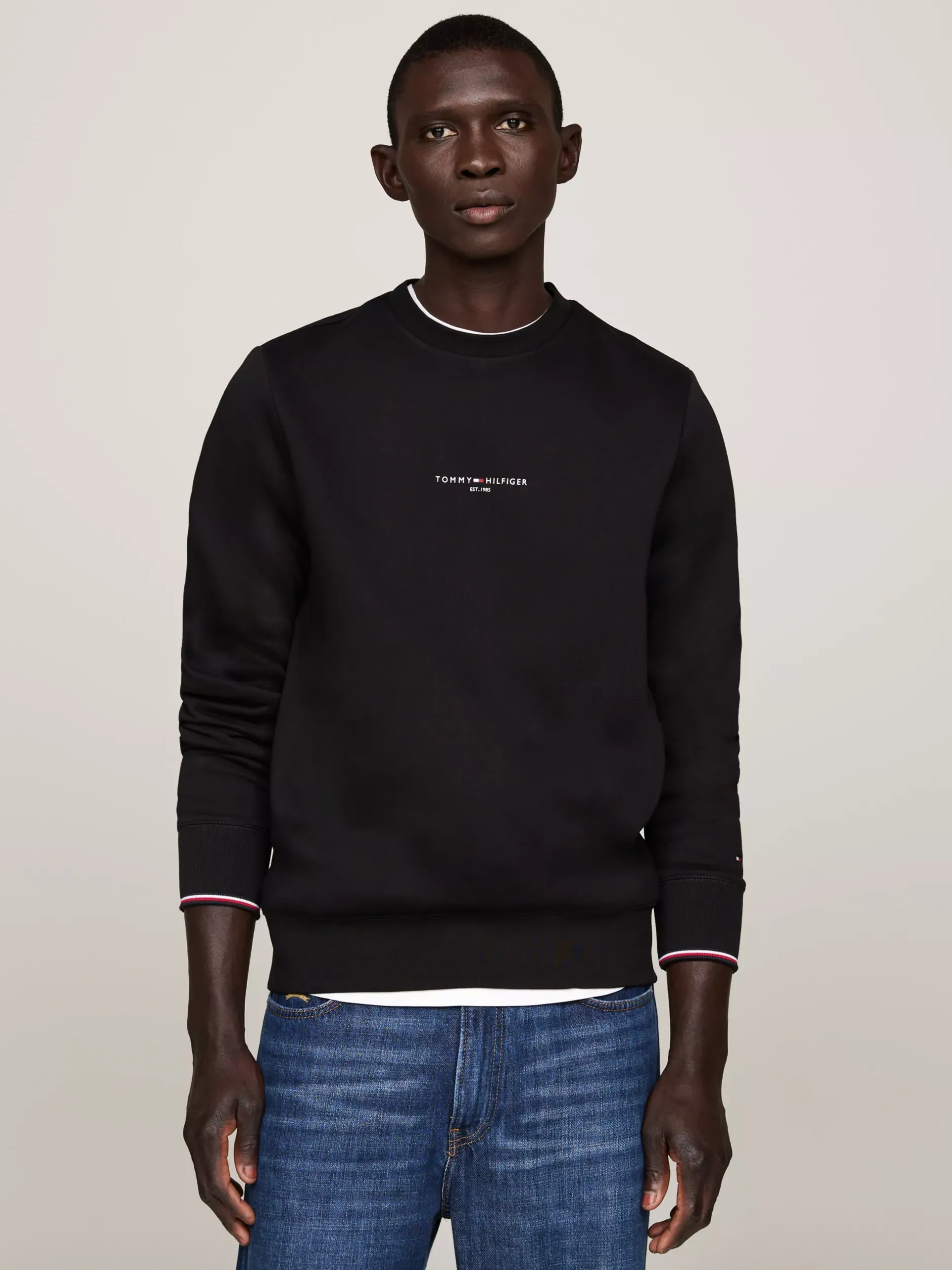 Bluzy Dresowe & Z Kapturem*Tommy Hilfiger Bluza Z Okrągłym Dekoltem BLACK