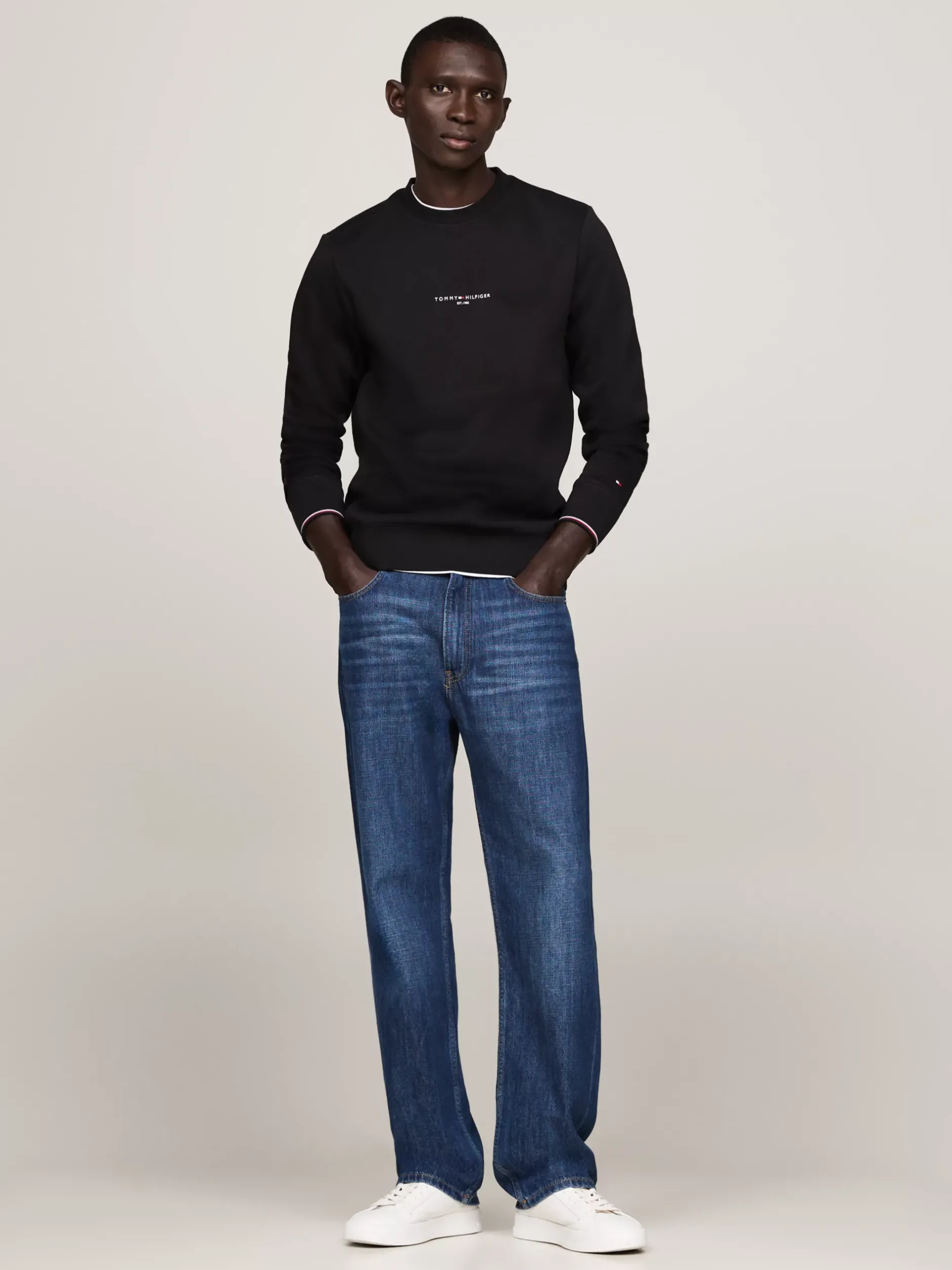 Bluzy Dresowe & Z Kapturem*Tommy Hilfiger Bluza Z Okrągłym Dekoltem BLACK