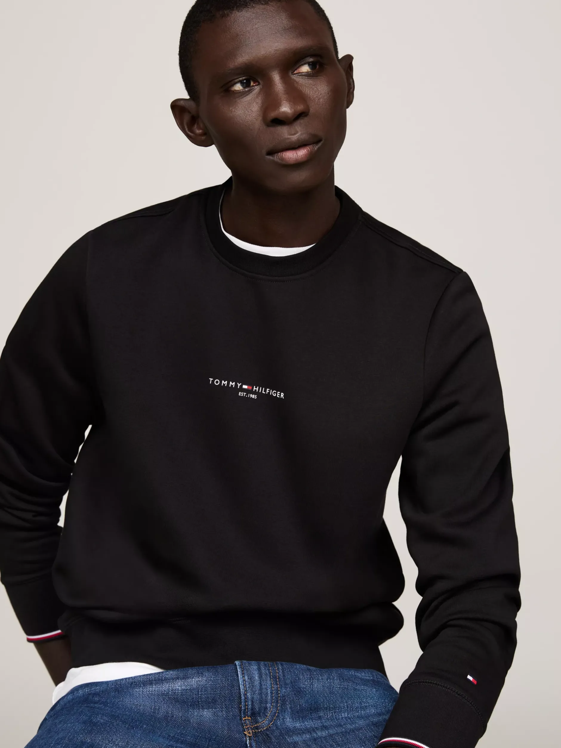 Bluzy Dresowe & Z Kapturem*Tommy Hilfiger Bluza Z Okrągłym Dekoltem BLACK