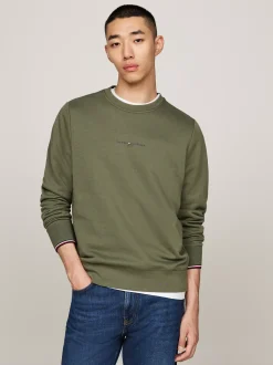 Bluzy Dresowe & Z Kapturem*Tommy Hilfiger Bluza Z Okrągłym Dekoltem BATTLE GREEN