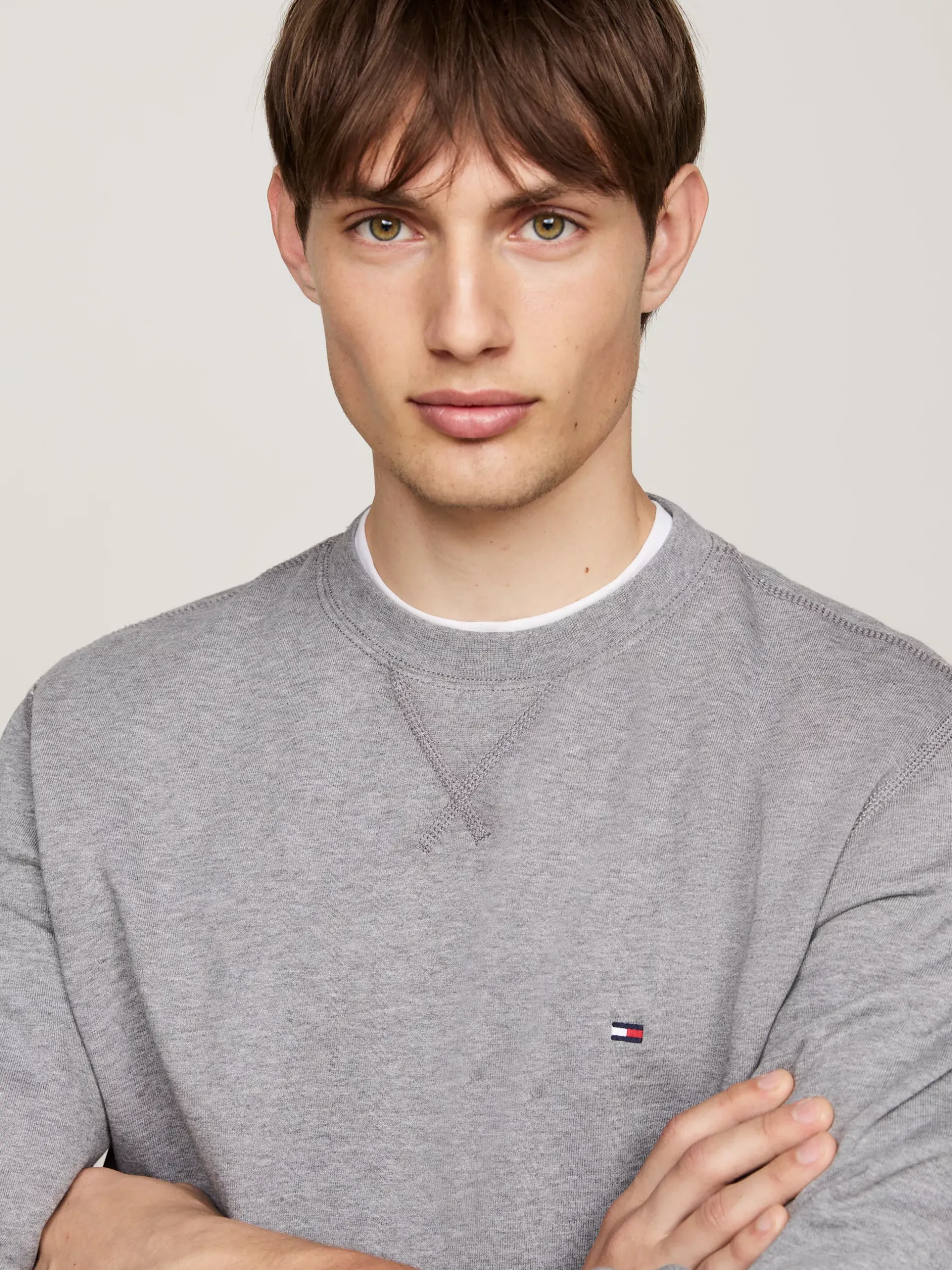Bluzy Dresowe & Z Kapturem*Tommy Hilfiger Bluza Z Okrągłym Dekoltem MEDIUM GREY HEATHER