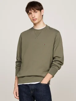 Bluzy Dresowe & Z Kapturem*Tommy Hilfiger Bluza Z Okrągłym Dekoltem BATTLE GREEN