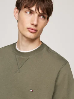 Bluzy Dresowe & Z Kapturem*Tommy Hilfiger Bluza Z Okrągłym Dekoltem BATTLE GREEN