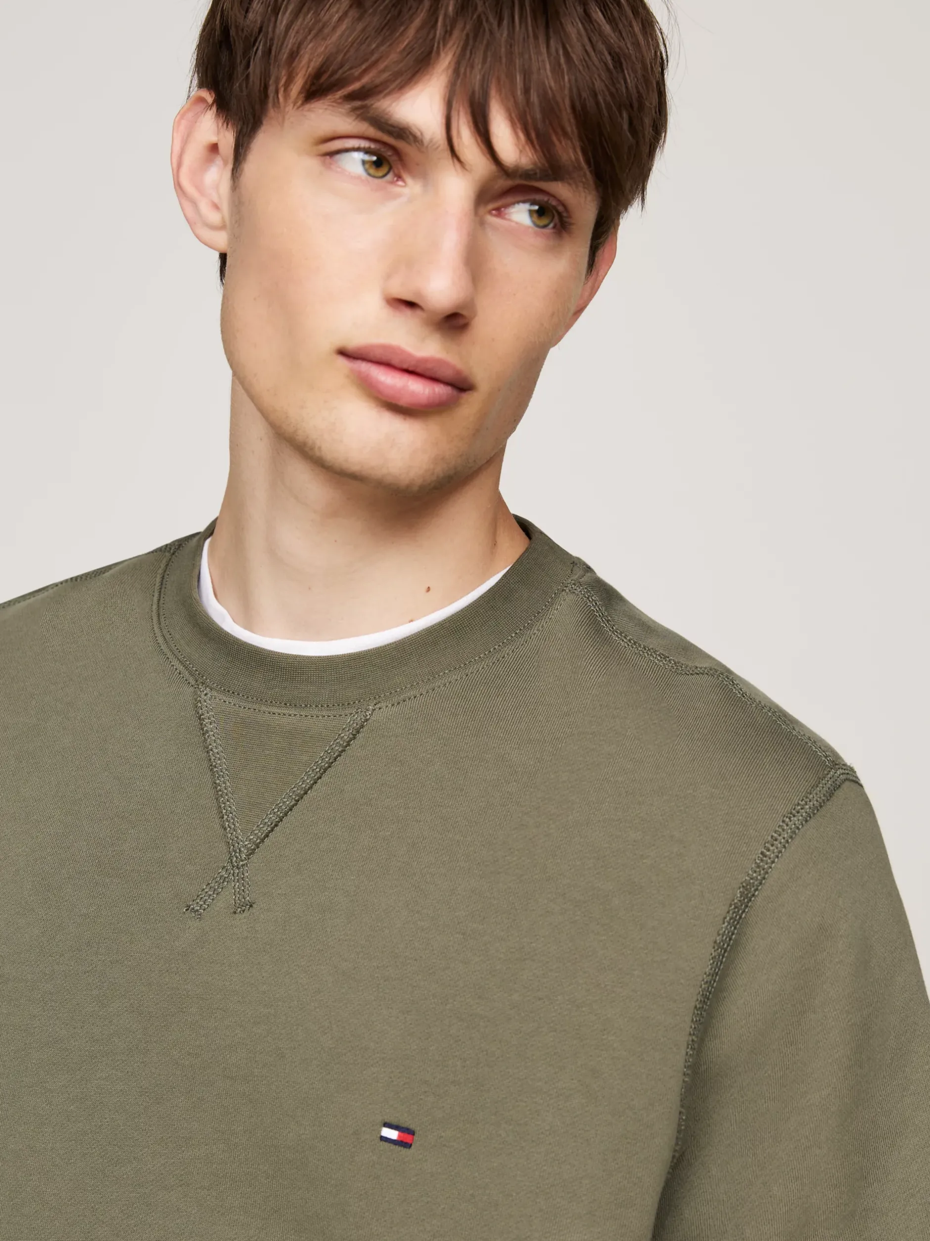 Bluzy Dresowe & Z Kapturem*Tommy Hilfiger Bluza Z Okrągłym Dekoltem BATTLE GREEN