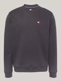 Bluzy Dresowe & Z Kapturem*Tommy Hilfiger Bluza Z Okrągłym Dekoltem I Naszywką Tommy NEW CHARCOAL