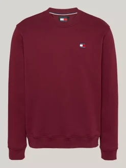 Bluzy Dresowe & Z Kapturem*Tommy Hilfiger Bluza Z Okrągłym Dekoltem I Naszywką Tommy DEEP ROUGE