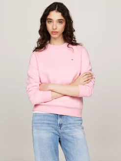 Bluzy Dresowe & Z Kapturem*Tommy Hilfiger Bluza Z Okrągłym Dekoltem I Naszywką Z Flagą BALLET PINK