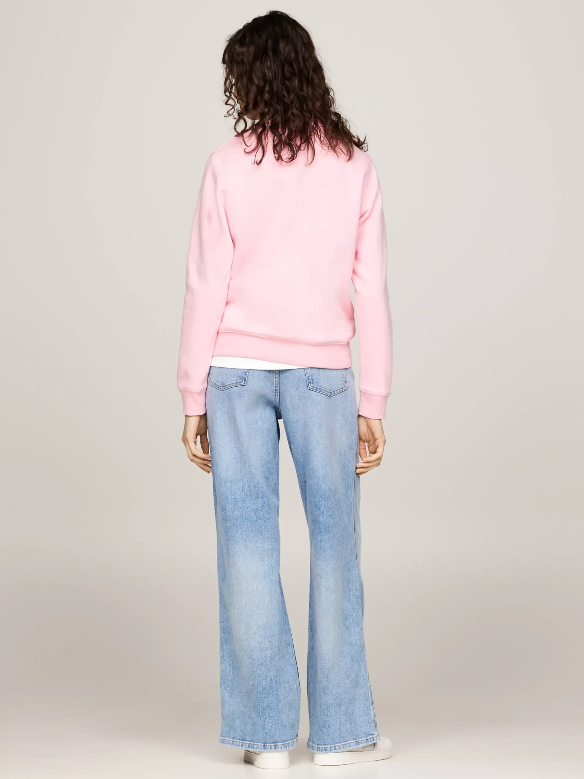 Bluzy Dresowe & Z Kapturem*Tommy Hilfiger Bluza Z Okrągłym Dekoltem I Naszywką Z Flagą BALLET PINK