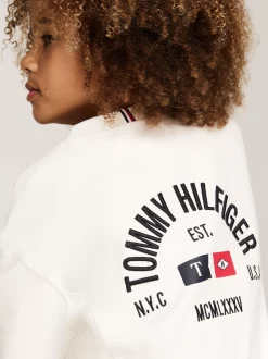 Bluzy Dresowe I Z Kapturem*Tommy Hilfiger Bluza Z Okrągłym Dekoltem I Logo Z Tyłu ANCIENT WHITE