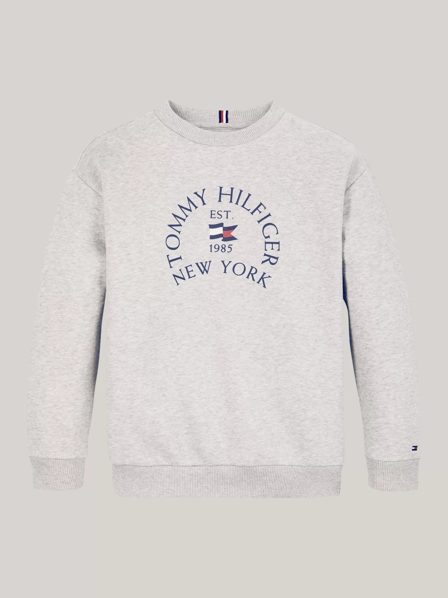 Bluzy Dresowe I Z Kapturem*Tommy Hilfiger Bluza Z Okrągłym Dekoltem I Logo LIGHT GREY HEATHER