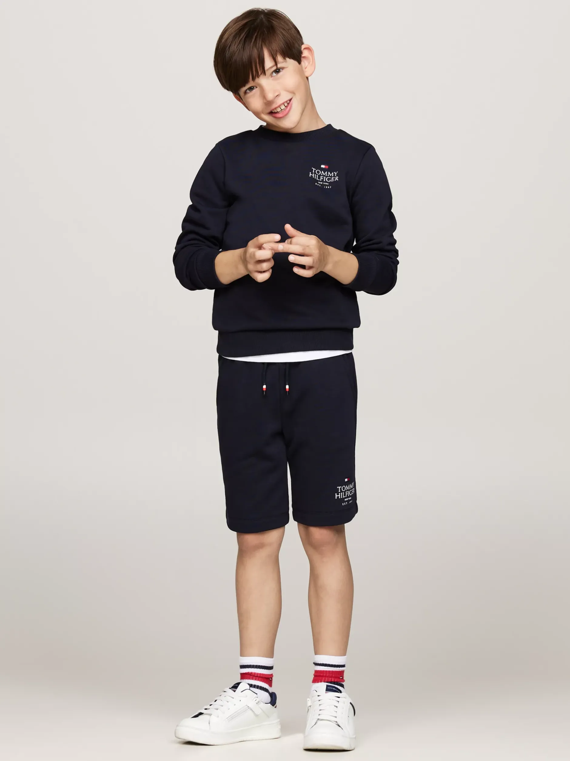 Bluzy Dresowe I Z Kapturem*Tommy Hilfiger Bluza Z Okrągłym Dekoltem I Logo Hilfiger DESERT SKY