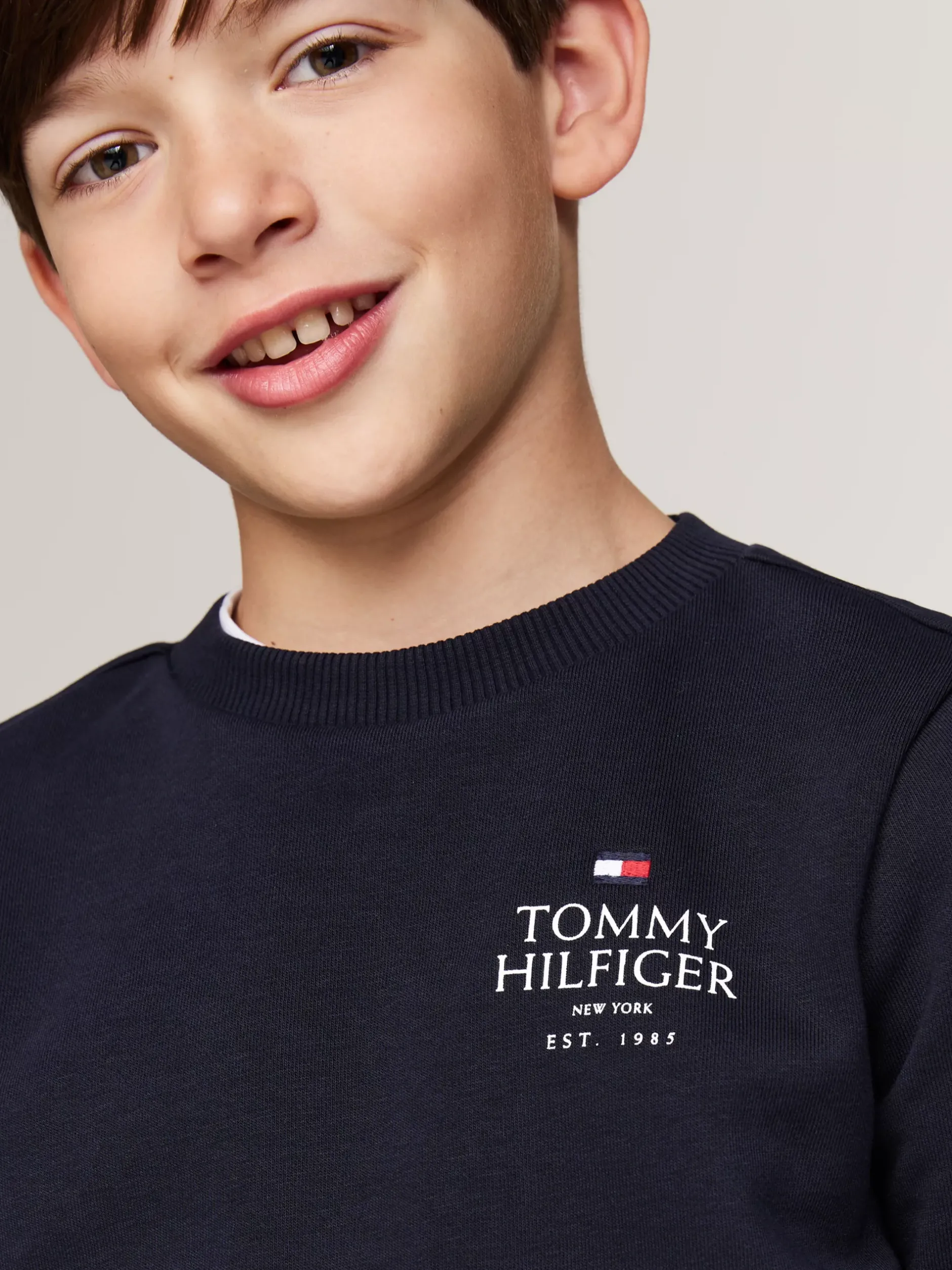Bluzy Dresowe I Z Kapturem*Tommy Hilfiger Bluza Z Okrągłym Dekoltem I Logo Hilfiger DESERT SKY