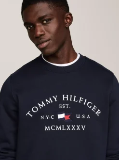 Bluzy Dresowe & Z Kapturem*Tommy Hilfiger Bluza Z Okrągłym Dekoltem I Wyszywanym Logo DESERT SKY
