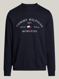 Bluzy Dresowe & Z Kapturem*Tommy Hilfiger Bluza Z Okrągłym Dekoltem I Wyszywanym Logo DESERT SKY
