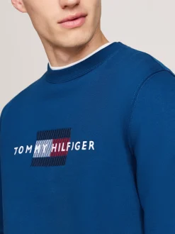 Bluzy Dresowe & Z Kapturem*Tommy Hilfiger Bluza Z Okrągłym Dekoltem I Wyszywanym Logo DEEP INDIGO