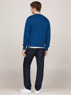Bluzy Dresowe & Z Kapturem*Tommy Hilfiger Bluza Z Okrągłym Dekoltem I Wyszywanym Logo DEEP INDIGO